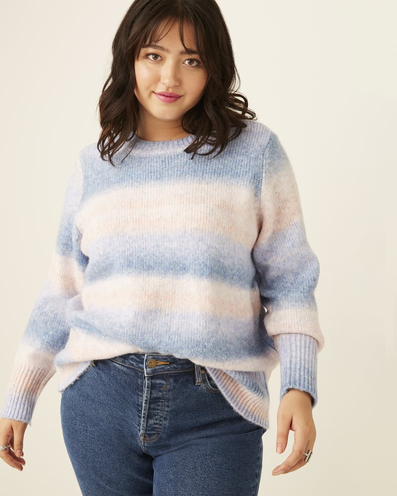 Front of plus size Hannah Puff-Sleeve Ombre Sweater by Meri Skye | Dia&Co | dia_product_style_image_id:175951